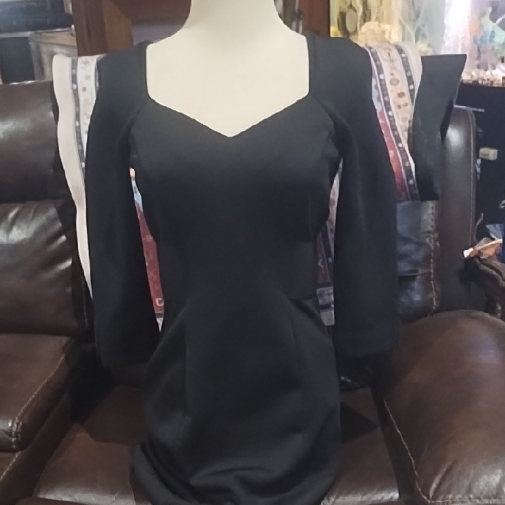 Sunner -  Black Dress with Square Neckline